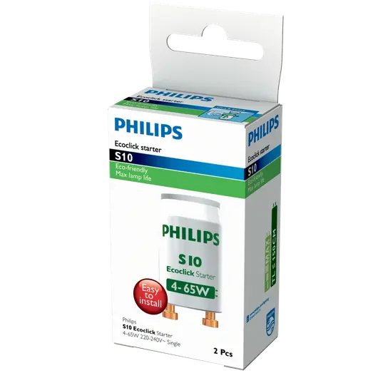 Philips S10 4-65W Ecoclick starter/glimtænder 220-240V 2 pak