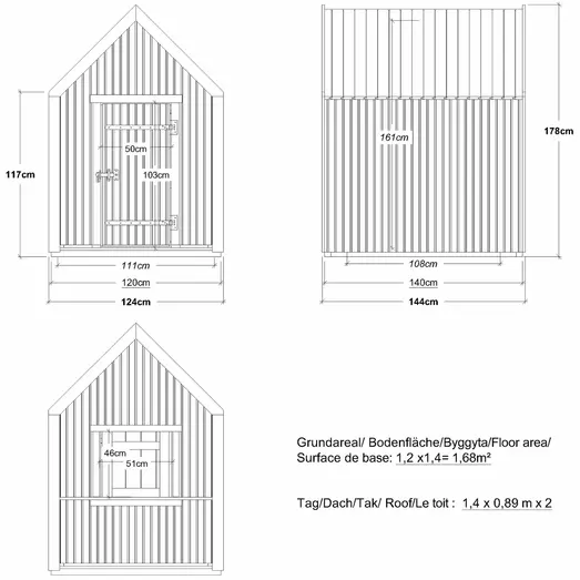 PLUS Classic legehus 144×124 cm ubehandlet