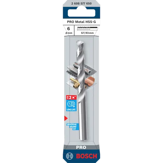 Bosch PRO Metal HSS-G-spiralbor, 6x57x93 mm