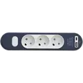 3-stikdåse med USB A+C 1,4m ledning