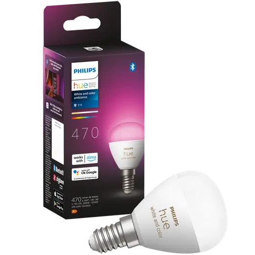 Philips Hue krone pære E14 4,3W hvid/farve ambiente