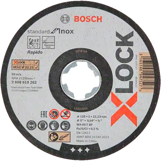 Bosch X-Lock Standard for Inox skæreskive lige 125x1 mm 10 stk