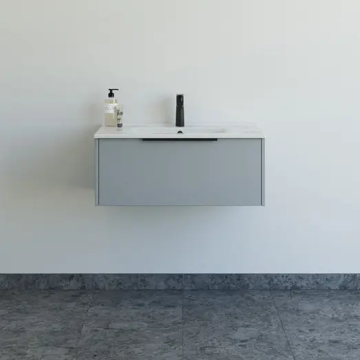 Scanbad NOW vaskeskab m/én skuffe 33,8x45,5 mat lyseblå glat front