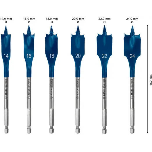 Bosch EXPERT Self Cut Speed fladborsæt, 6 stk. 14/16/18/20/22/24 mm