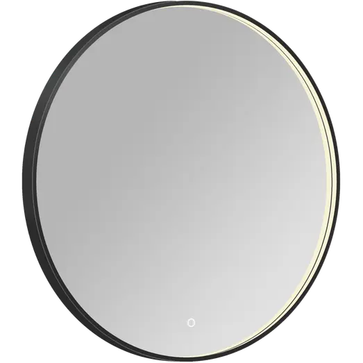 Milobad CL066 LED spejl Ø90 med sort ramme