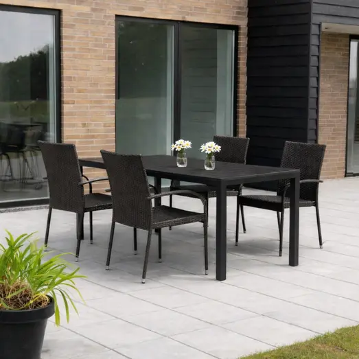 Guldborg/Nordsø havemøbelsæt med bord og 4 stole sort