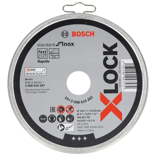 Bosch X-Lock Standard for Inox skæreskive lige 125x1 mm 10 stk