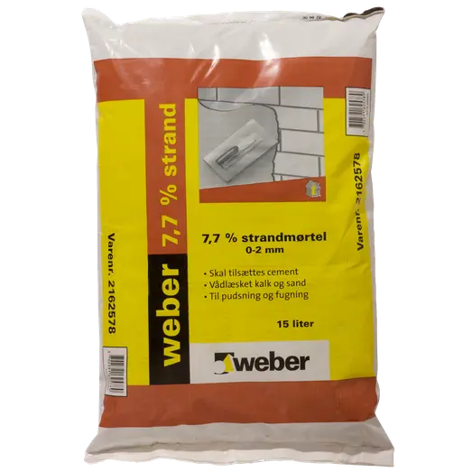 Weber 7,7% strandmørtel 0-2 mm. 15 L