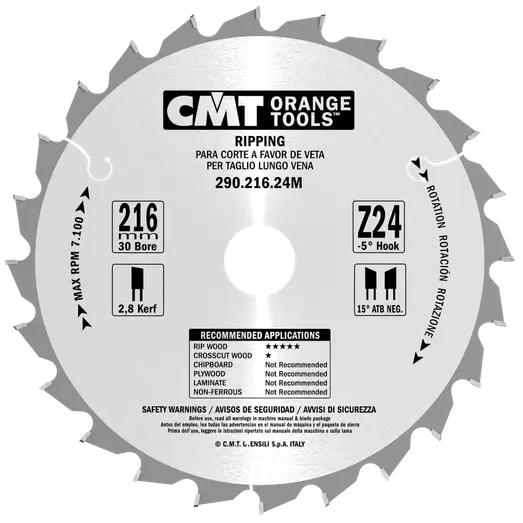 CMT savklinge 216x2,8x30 mm. Z24W neg.