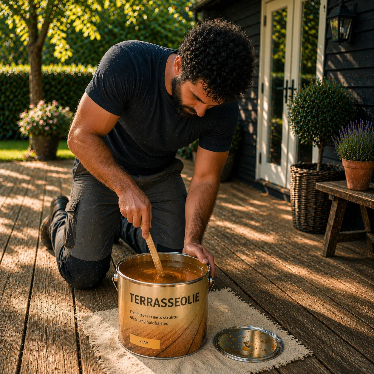omrøring af terrasseolie