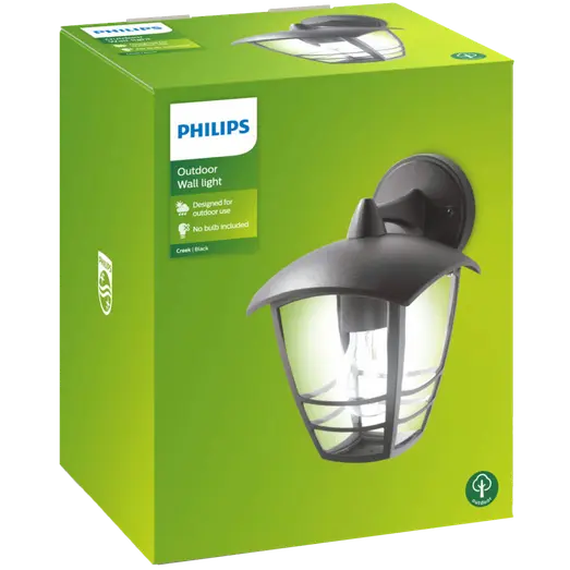 Philips Creek udendørs væglampe med nedad lys sort