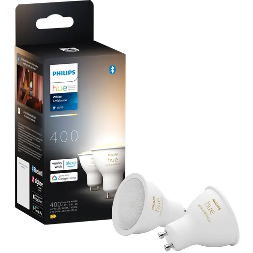 Philips Hue White ambiance 4.2W GU10 2-pak