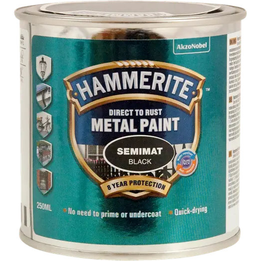 Hammerite Semimat metalmaling sort