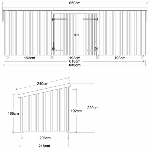 Plus Nordic Multi Havehus 14 m²  3 moduler m/dobbeltdør og lukket front