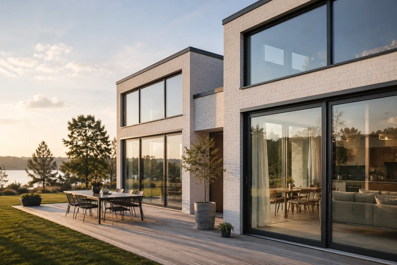 moderne hus med store vinduespartier