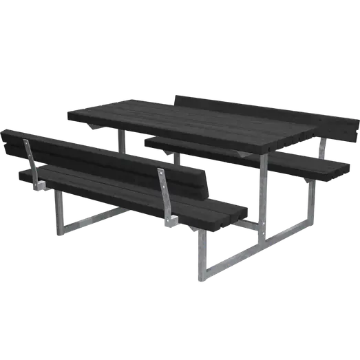 PLUS Basic Junior bord/bænkesæt m/2 ryglæn 118 cm sort