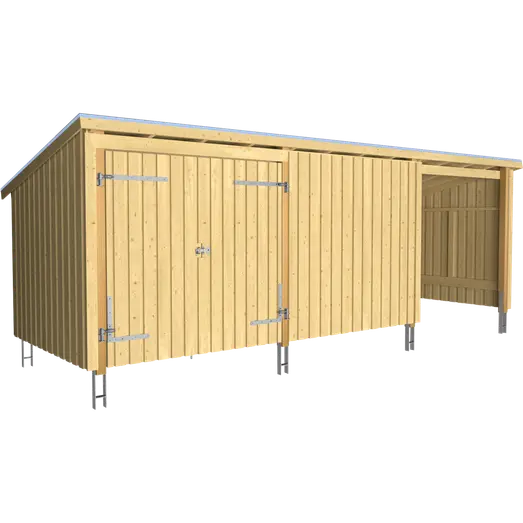 Plus Nordic Multi Havehus 14 m² - 3 moduler m/dobbeltdør og lukket/åben front - 168591-1