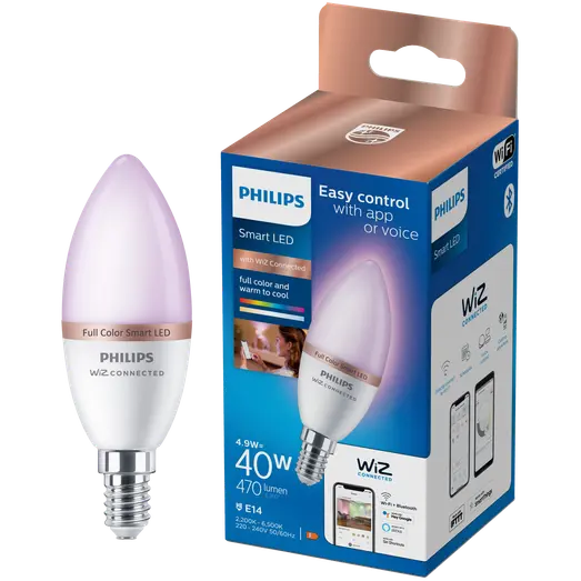 Philips Smart WiZ color LED pære E14 4,3W kerte mat
