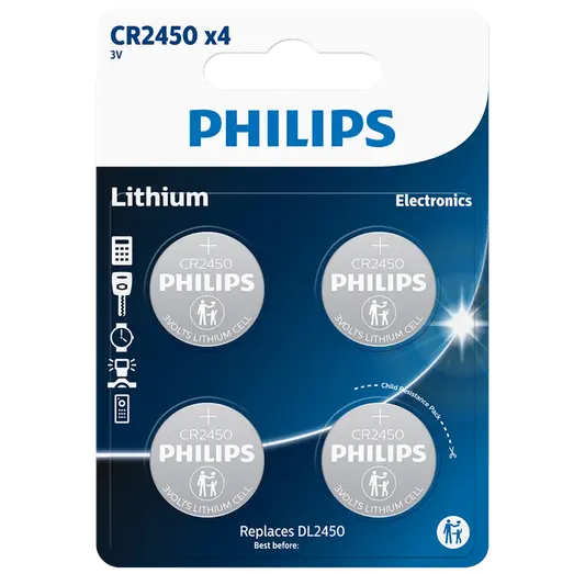 Philips CR2450 knapcellebatteri 4 stk.