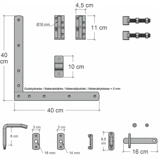 Plus Harmoni Enkeltlåge inkl. beslag  100x107 cm hvid