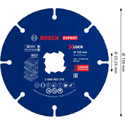 Bosch EXPERT Multi Material skæreskive i hårdmetal, 125 x 22,23 mm, X-Lock 