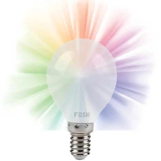 FESH LED kronepære multicolur E14 5W Ø45 mm hvid