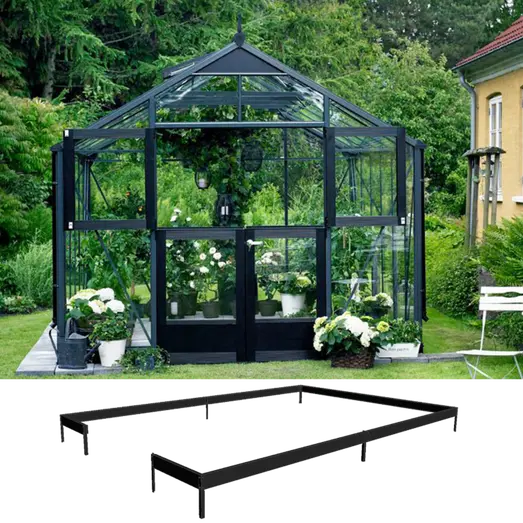 Juliana Premium 13,0 m² drivhus antracit/sort med 3mm hærdet glas inkl. fundament