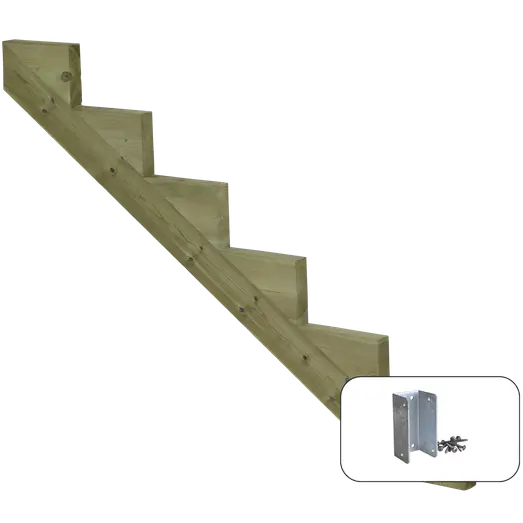 Plus 34,2° Trappevange 6 trin m/beslag  Trindybde 25 cm