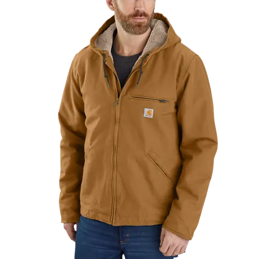 Carhartt washed duck sherpa lined jakke brun