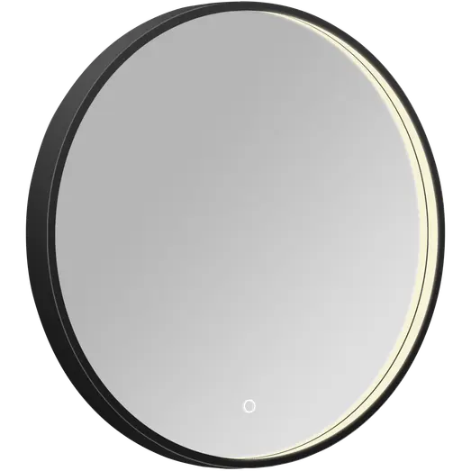 Milobad CL066 LED spejl Ø60 med sort ramme