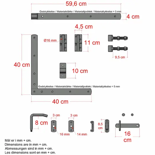 PLUS Tokyo enkeltlåge 100×90 cm sort inkl. sort beslag