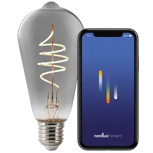 Nordlux smart pære LED E27 ST64 4,7W røgfarvet