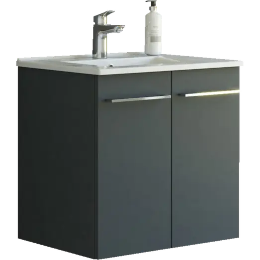 Scanbad Multo vaskeskab m/låger 61 cm  inkl. Amber vask, grå mat