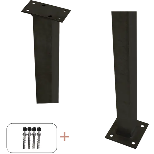 Plus Stålstolpe m/fod til håndliste inkl. bolte  4,5x4,5x103,3 cm sort