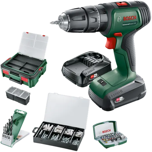 Bosch Universal Impact 18V slagboremaskine + systembox 210 dele