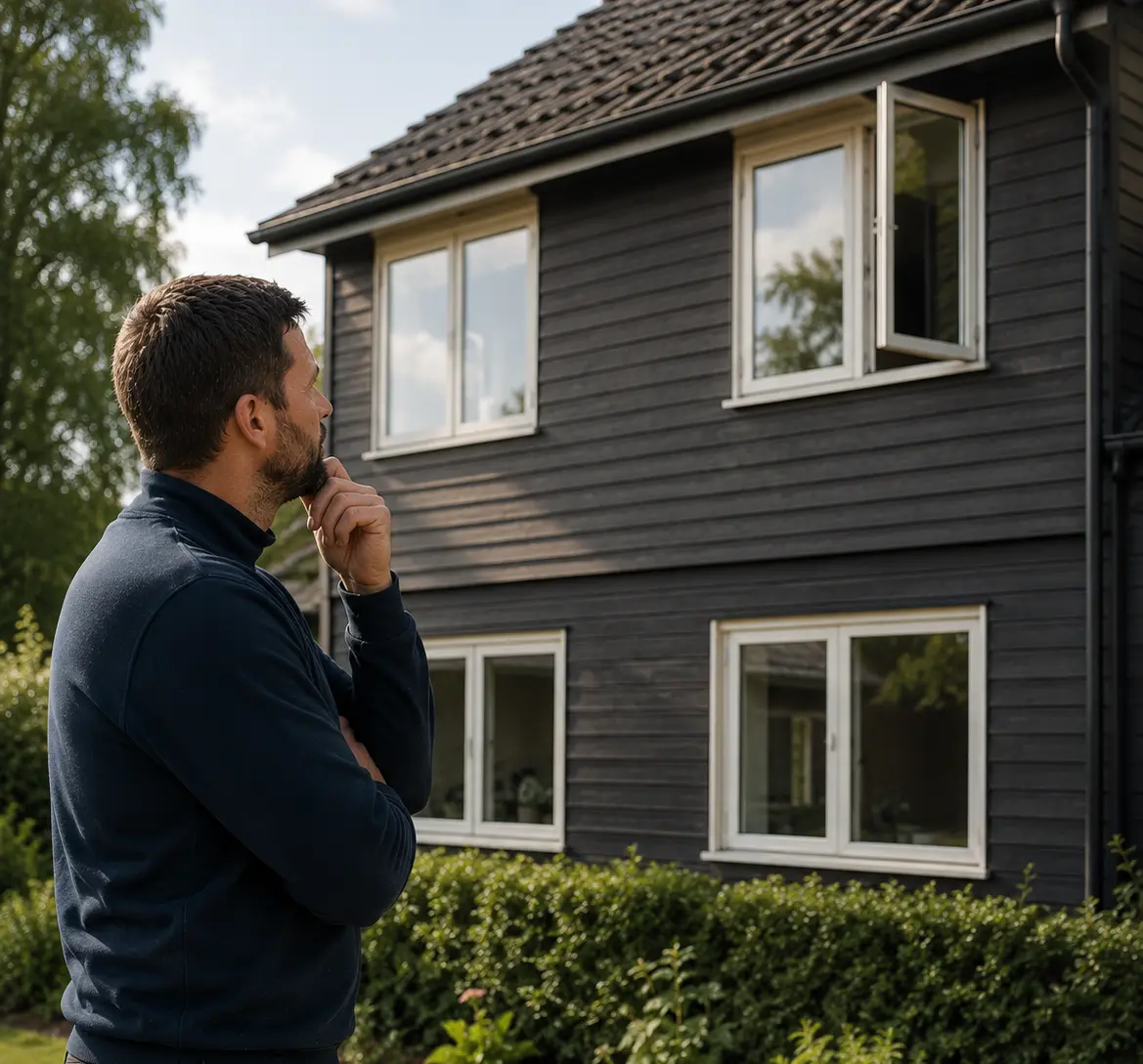 mand betragter hus