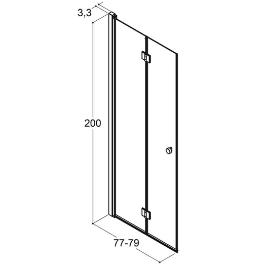 Scanbad foldedør 79x200cm børstet satin/isglas