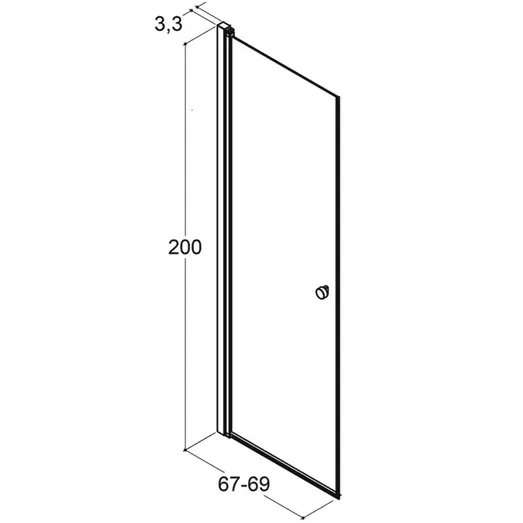 scanbad svingdør 69x200cm sort/røgfarvet glas