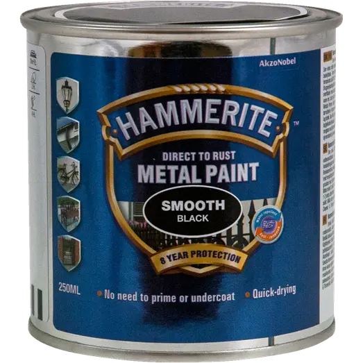 Hammerite glat-effekt metalmaling sort