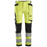 Snickers Allroundwork arbejdsbukser med hylsterlommer stretch klasse 2 hi-vis gul/sort