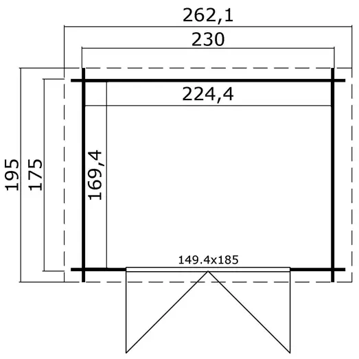 Ingo redskabsrum med dobbeltdør 3,8 m²