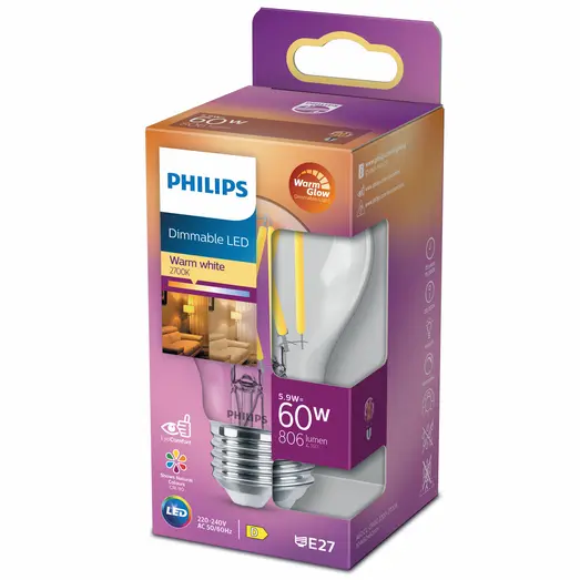 Philips Standard LED pære E27 60W 1 pack
