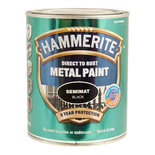 Hammerite Semimat metalmaling sort
