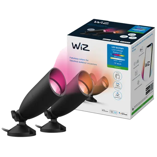 Philips WiZ udendørs bedlamper spot startsæt 10W sort