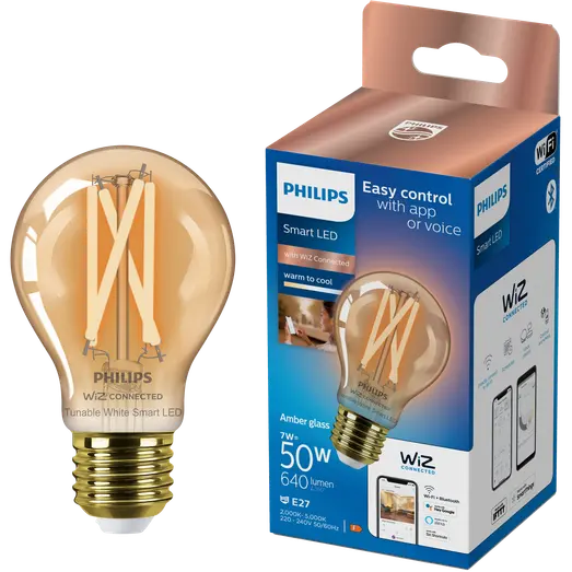 Philips Smart WiZ white LED pære E27 6,7W standard guld