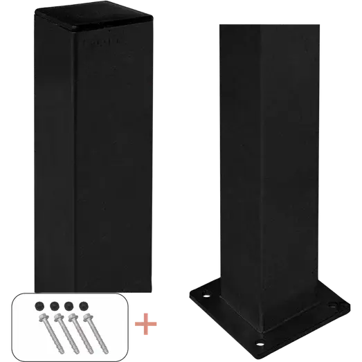 PLUS Stålstolpe m/fod 8×8×158 cm sort