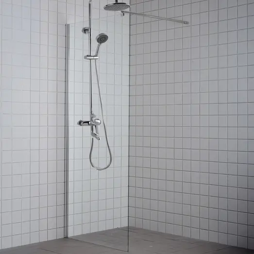 Milobad brusevæg 70x190 cm med klar glas