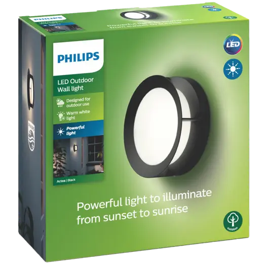 Philips Actea udendørs væglampe sort