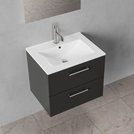 Badskab Milano med vask og 2 skuffer sort 60x45x60 cm