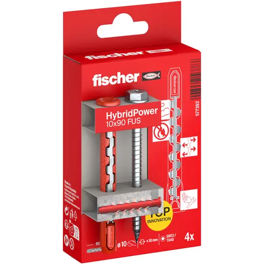 fischer nylon og metal plug HybridPower 10x90 FUS K 4 stk.